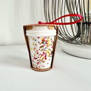 Starbucks Ceramic Confetti Holiday TO GO Cup Christmas Tree Ornament 2015 NWT